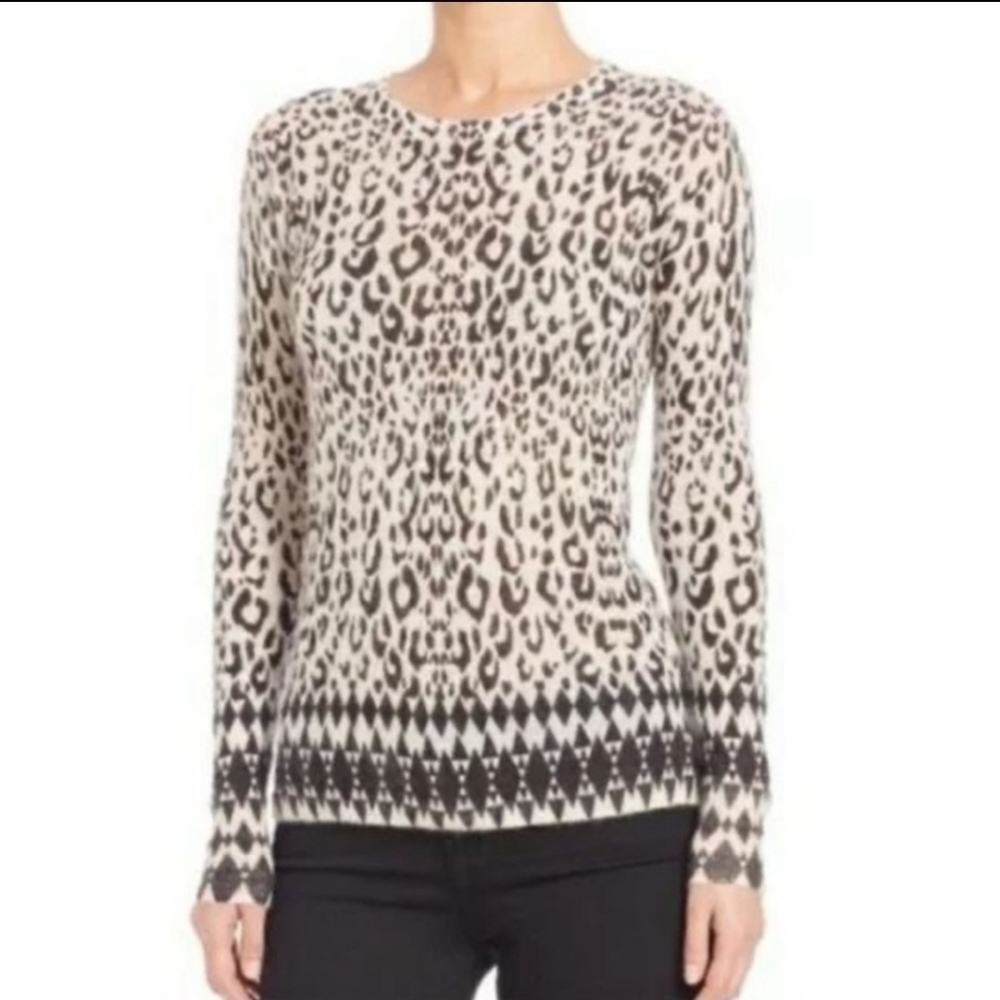 Rebecca Taylor Mohair Alpaca Blend Lightweight Sweater Sz S Black and Light Grey